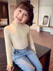 ฤดูใบไม้ผลิ แฟชั่น เด็กผู้หญิง S เสื้อเบส 2022 เด็กสไตล์ใหม่เวอร์ชั่นเกาหลีเสื้อยืดแขนยาวสีบริสุทธิ์ตัวน้อย เด็กผู้หญิง เสื้อท่อนบน