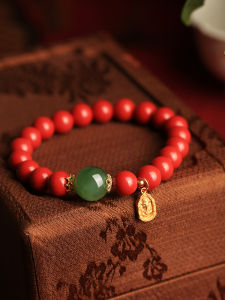 Natural Cinnabar Lucky Charm Bracelet for Women Traditional Chinese Style Red String Hand Chain Fashion Jewelry Accessories