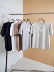 Fashionable Silk Mens Short Sleeve T-Shirt round Neck Thin Breathable Pure Color Summer Top Quality Urban Style Casual Wear