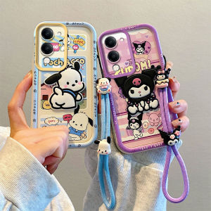 Phone Case VIVO Y04 Y29s Y29 Y39 5G 4G Cute Colour Graffiti 3D Cartoon Casing with Dolls Lanyard Lens Protection Silicone Soft Back Cover