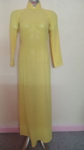 กี่เพ้า S ผ้าบางผ้าซีทู สีเหลือง ผ่าเอว2ข้าง