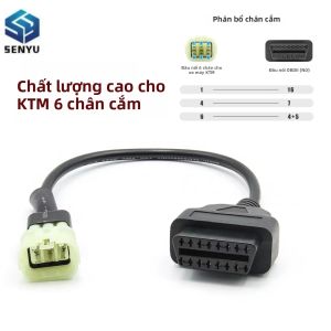 Cáp Chuyển Đổi Máy Quét Chẩn Đoán OBD2 Xe Máy KTM Dây Nối Dài 6 Chân Sang 16 Chân Dụng Cụ Sửa Chữa Xe Máy