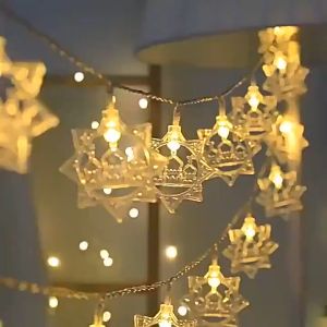 Solar Star Moon String Light Lampu Raya Solar Curtain Lights LED Light Outdoor Creative Xmas for Party Wedding Hari Raya Decoration