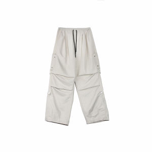 Roaringwild | Khaki Knee Pleat Loose Paratrooper Pants