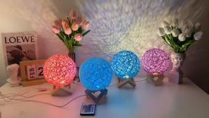 [ FREESHIP TOÀN QUỐC ] Đèn ngủ để bàn đẹp trang trí phòng ngủ hình cầu mây có kèm đế gỗ DN002