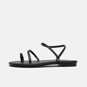 Comfortable Flat Roman Sandals for Women Cross Band Simple Design Low Cut Slip-On Fashionable Casual Wear All-Season Shoes