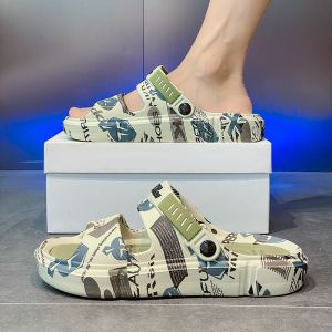 Mens Summer Outdoor Sporty Slippers Anti-Slip Odor-Resistant Large Size 46 Two-Purpose Sandals for Driving Beach Casual