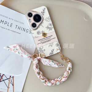 Pink Rose Silk Scarf Huawei Pura80Pro Phone Case Womens Crossbody Full Cover Protective Shell Anti-Fall Fashion Accessory