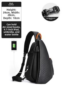 Fashionable Large Capacity Diagonal Bag Mens Motorcycle Single Shoulder Bag Street Trend Chest Bag Nylon Material Zipper Closure