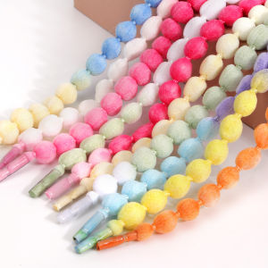 1 Pair Color Gradient Round Plush Ball Shoelaces，Cute Bubble Woven Shoelaces Suitable for Women and Girls