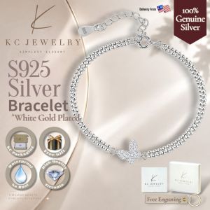 KC Jewelry S925 White Gold Plated Diamond Butterfly Bracelet