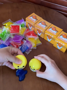 CEVENNESFE 12PCS Squishy Egg Squeeze Toy Set with Pop-Out Yolk Stress Relief Fidget Soft TPR Party Favor Gift Box