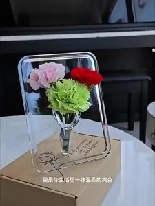 Framed Acrylic Flower Vase Transparent Durable Elegant Design Practical Home Decor For Indoor Tabletop Flower Arrangement