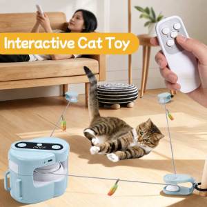 Teekland Đồ chơI mèo tương tác Chó Mèo Máy chạy bộ tự động/điều khiển từ xa tự Làm Mèo Chuột đồ chơi giữ chán mèo con chó giải trí để đuổi theo đồ chơi có lông để bánh xe tập luyện