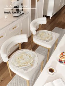 Irregular French White Rose Dining Chair Pads Breathable Table Mat Anti-Slip Summer Ice Silk Universal Butt Pads Home Decor