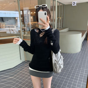 Áo Len Dệt Kim Tay Dài Hở Lưng Cổ Tròn Mềm Mại Thường Ngày Dành Cho Nữ Mùa Thu 2025 Áo Khoác Ngoài Thường Ngày Màu Trơn