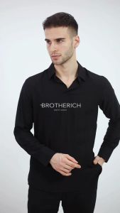 BROTHERICH - AXIS NAVY - Kemeja Linen Pria Lengan Panjang - Long Sleeve Linen Shirt