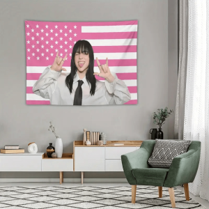 1pc Celebrity-Themed Pink and White Flag Wall Tapestry Patriotic Decor for Bedroom Living Room Dorm Orientation