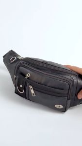 Waistbag Slingbag PU Leather Tas Selempang Pinggang Kulit Pria Tas Cowok