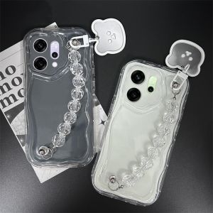 ใหม่ เคสโทรศัพท์ Phone Case OPPO Reno14 Pro Reno14 F Reno 14 F Pro 5G แฟชั่นการ์ตูนที่สร้างสรรค์กันกระแทก เคส ป้องกันเลนส์พร้อมสร้อยข้อมือลูกปัดหมีน่ารัก2025