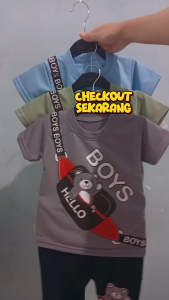 Setelan Baju bayi anak laki laki motif karakter HELLO BOYS usia baby 3-15 bulan MAX BB 10 KG.