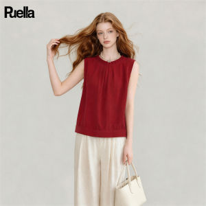 puella | Áo Vest Không Tay Kiểu Hàn Quốc Gỗ Đục Lỗ Dây Kéo và Thiết Kế Nơ Thời Trang
