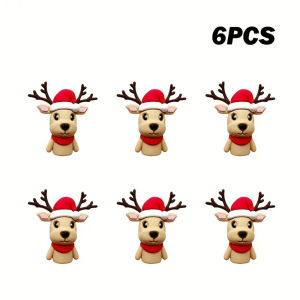 6/25PCS Christmas animal series silicone bead set perfect for DIY handmade crafts such as keychains necklaces bracelets etc