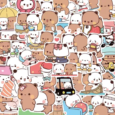 Keeppley | 10/30/50pcs Cartoon Bubu and Dudu Stickers Kawaii Bear Anime Couple Decals Waterproof for Laptop Skateboard Cute Kid Sticker Toy