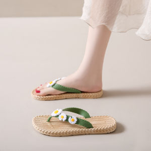 Flip Flops Womens Summer Apricot Soft Bottom Non Slip Fresh French Slippers Girls Outwear Flip-Flops Vacation Beach Sandals