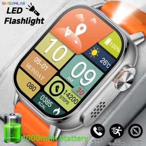 NEW 2025 Smartwatch with 1000mAh Battery Sport Compass LED Light 2.01IPS Screen IP68 Waterproof Bluetooth Call Men Women Gifts