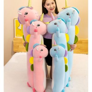70-130cm New Kawaii long Unicorn Plush Toy Soft Stuffed Cute Blue Pink Flying Horse Appease Doll Toys for Kids Girls Birthday Gift