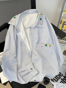 Japanese Style Stitching Stripe Long Sleeves Shirt Men & Women Trendy Summer New Arrival Loose Sun Protection Shirt Design Drape Outwear