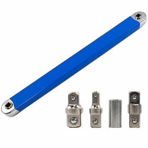 Compact Offset Extension Wrench with 4 Adapters Dual Purpose Impact Socket Ratchet for Automotive Repair Tight Spaces