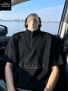 YOULIN | Structured Design Half Zip Polo Shirt Short Sleeve