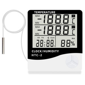 HTC-1 HTC-2 Electronic Thermometer Alarm Clock LCD Temperature Humidity Meter ​Digital Hygrometer Indoor Weather Station Clock