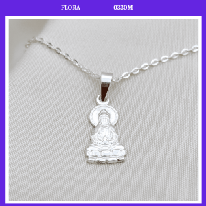 FLORA 0330M - [Có bán lẻ] Dây chuyền bạc ta hình phật bà quan âm bồ tát dành cho bé