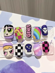 น่ารักการ์ตูน Flying Girl สติ๊กเกอร์เล็บไม่มีล้างสีสันสีขาว Enhancing Handmade เล็บสั้นความยาวเล็บธรรมดาแพทช์ใหม่มาถึง