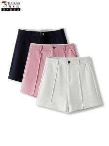 High Waist Black Suit Short Pants Womens Summer Thin Loose Wide Leg A-Line Pants plus Size Casual Hot Pants TUCANO Brand