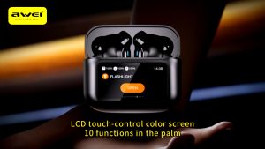 Awei T56 ANC+ENC Noise Cancelling Wireless Earbuds with Smart Touch Screen | Bluetooth Earphones with Microphone Mic
