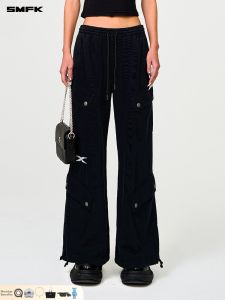 SMFK | Utility Drawstring Cotton Multiple Pockets Long Trousers