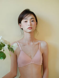 สบาย ระบายอากาศได้ดี บราคัพสามเหลี่ยมหน้าอกเล็กไม่มีแหวนเหล็ก นักเรียน ชุดชั้นในสตรีด้านหลังความงาม นุ่ม บรา