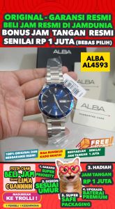 ALBA ORIGINAL - ALBA AL4593 X1 ALBA AL4593X1 - AUTOMATIC - Men CT - Silver - Stainless Steel - Diameter 4.3CM- Water Resist 100 Meter - Jamdunia / Jam dunia JD18 # Jam Tangan Pria Jam Pria Jam Tangan Anti Air + ALBA AL45 93 AL 45 93 X1 AL4 S003