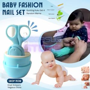 Gunting Kuku Bayi set Tabung Baby Nail Manicure Set Bayi Gunting Kuku Bayi isi 4-Vegasus Store(COD)