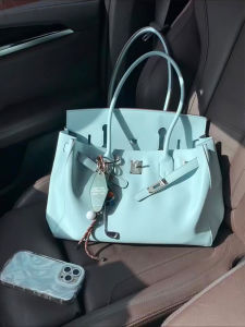 Fashionable Large Capacity Single Shoulder Commuter Tote Bag for Women Blue Kelly Bag 2025 New Style Handbag Casual Lock Buckle