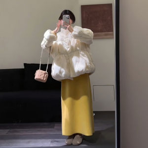XUECAIQI | Warm Thickened Traditional Chinese Style Womens Coat and Skirt Set