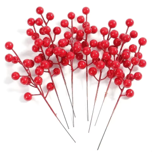 10-80PCS Christmas Snowflake Red Berry Branch Tree Pendant Ornament Festive Hanging Decor for Home Xmas New Year 2026 Gift