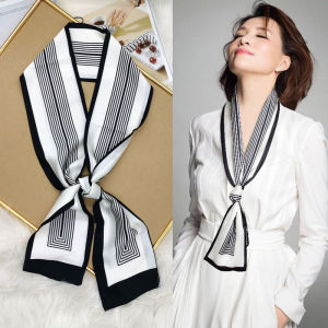 Luxury Design Long Silk Scarf Bag Tie Lady Neck Skinny Scarves Hairband Foulard Horse Print Brand Lady Neckerchief Ribbon