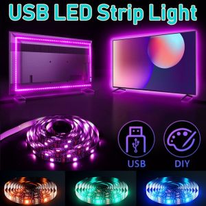 5V LED Light TV Background Decor Strip Lamp LED TV Back Flexible Lighting with USB Cable Plug