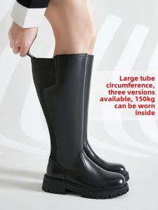 Fall and Winter plus Size Womens Boots Big Tube Circumference High Leg Boot Plus Size Ladies Thick Leg Knight Boots Single Boots below the Knee Boots plus Size