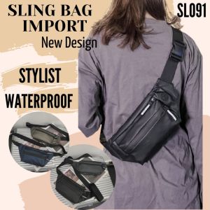 TAS SELEMPANG PRIA WANITA KEREN DISTRO PREMIUM IMPORT SLEMPANG COWOK TERBARU 2022 KEKINIAN COWO MURAH ANTI AIR SLING BAG - SL091